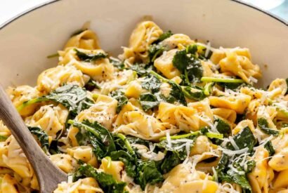 Thumbnail for Skillet Cacio e Pepe Tortellini With Wilted Greens Recipe