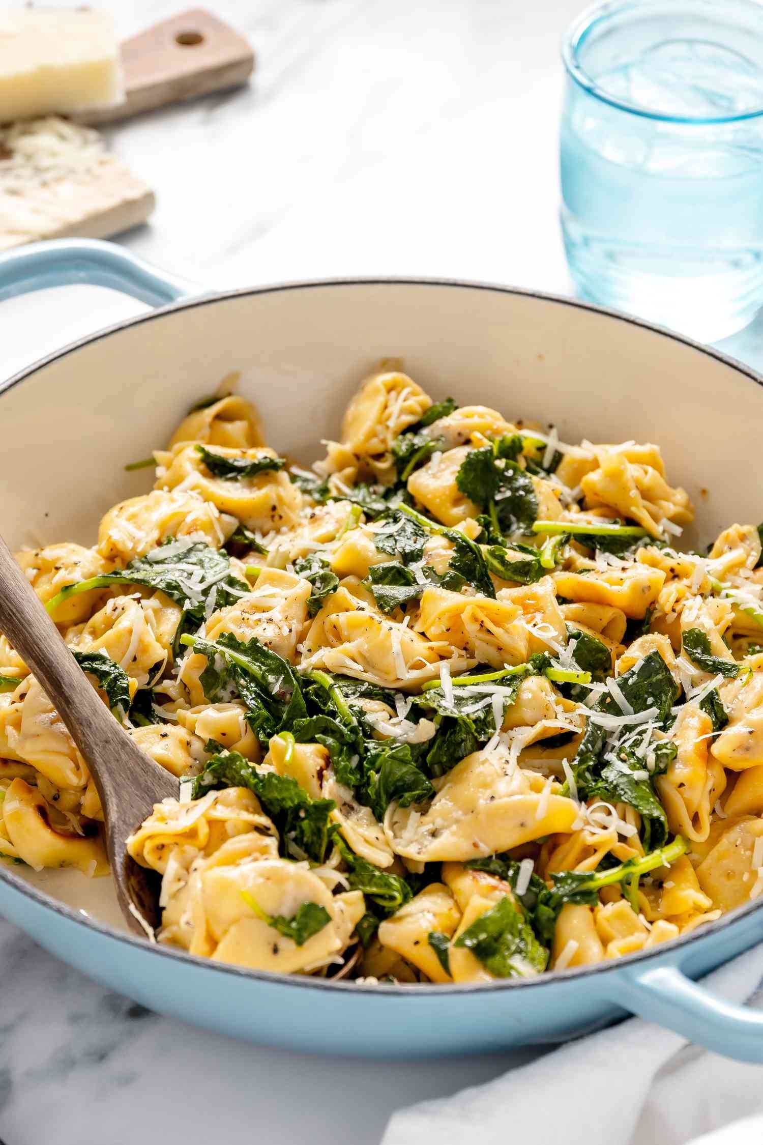 Skillet Cacio e Pepe Tortellini With Wilted Greens Recipe